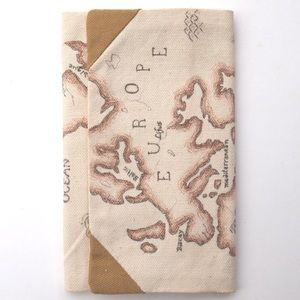 Wallet trifold hand drawn old world map men's